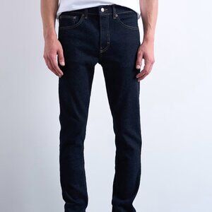 Topman Mens Skinny Stretch Dark Wash Blue Raw Jeans 34x32